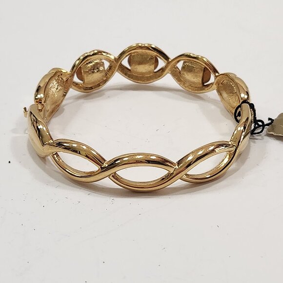 NWT Napier 80s Goldtone Swarovski Crystal Hinged Bangle Bracelet - Picture 7 of 11